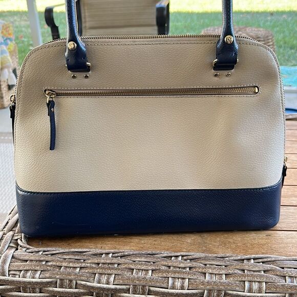 Kate Spade Wellesley Rachelle Two-Tone Leather Satchel, Pebble / French Navy - Picture 4 of 9